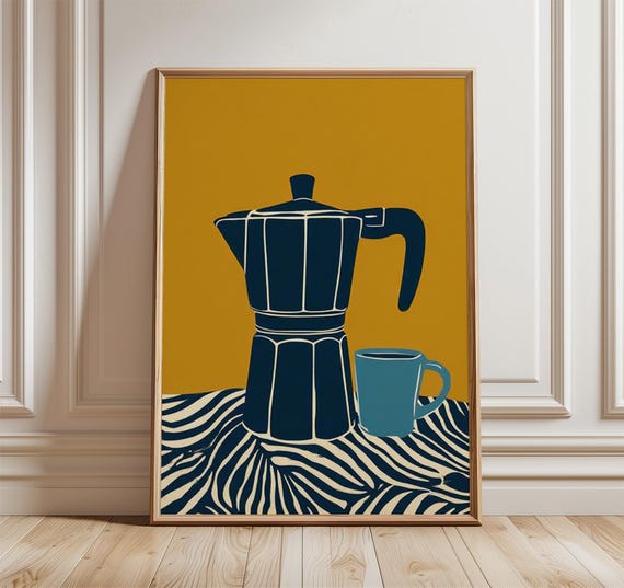 Modern Coffee Pot Pop Art Poster, Mid-Century