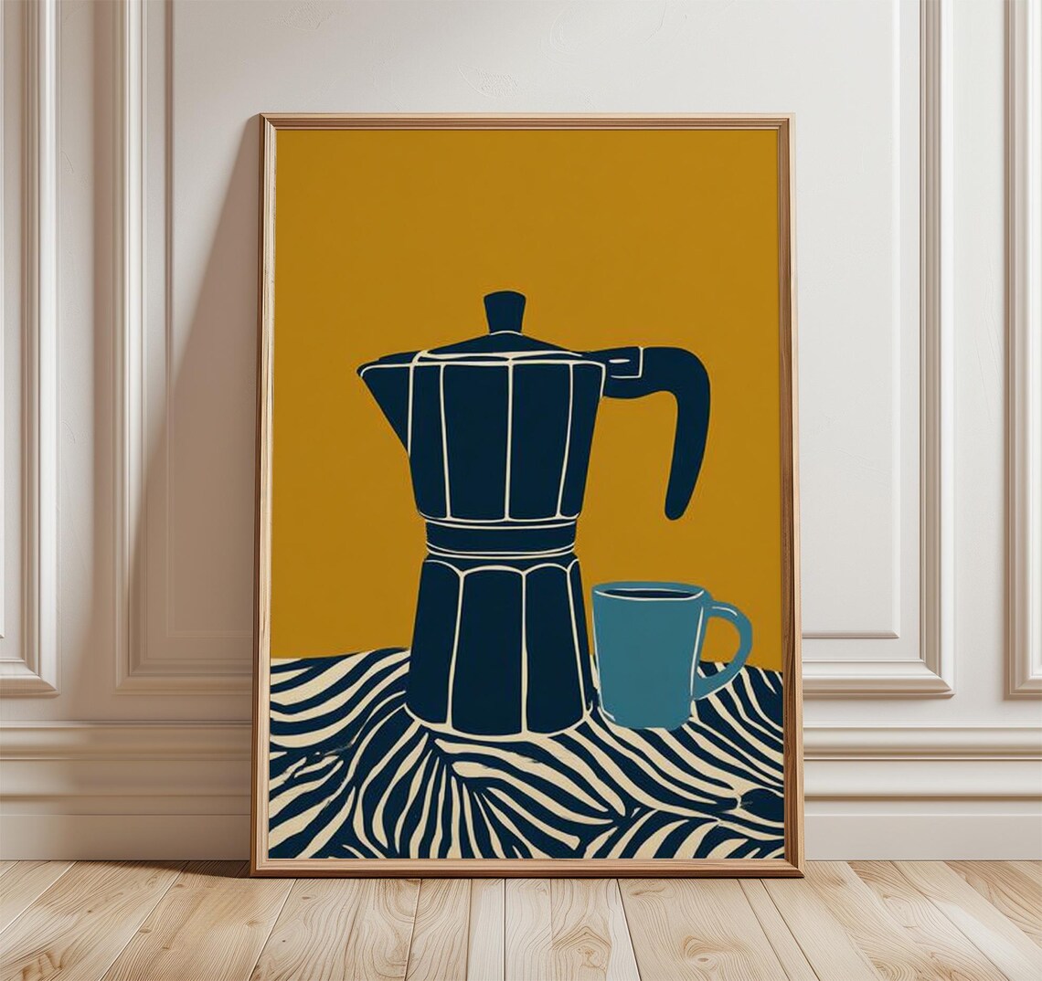 Modern Coffee Pot Pop Art Poster, Mid-Century