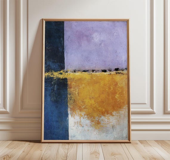 Abstract Blue And Yellow Poster Modern Minimalist Wall Art Print Mid Century Inspired Decor Contemporary Color Artwork Elegant