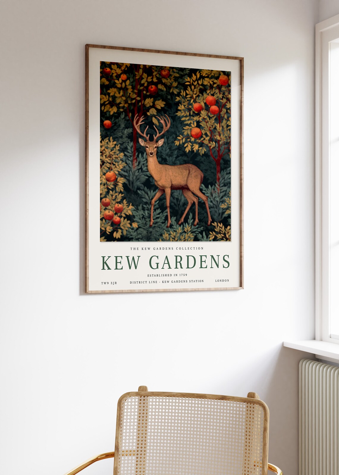 Kew Gardens Deer Orchard Stag Morris Style Vintage Travel Poster - Image 3