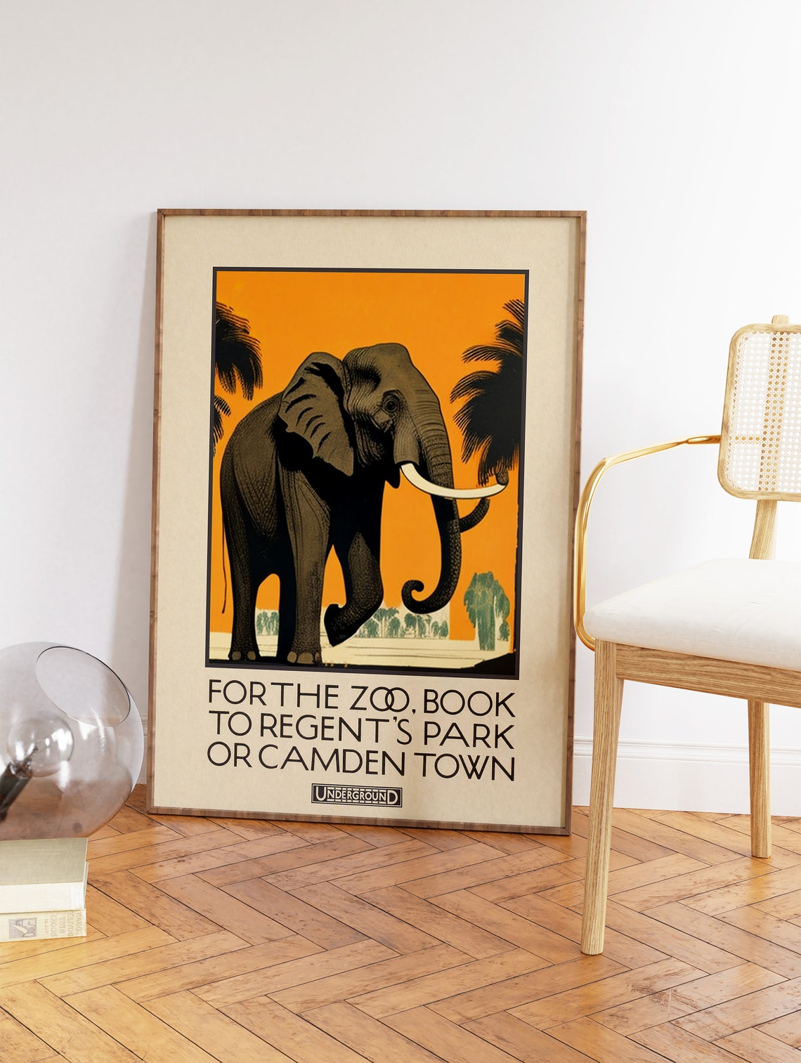 Vintage London Zoo Elephant Underground Railway Advert Poster - Image 2