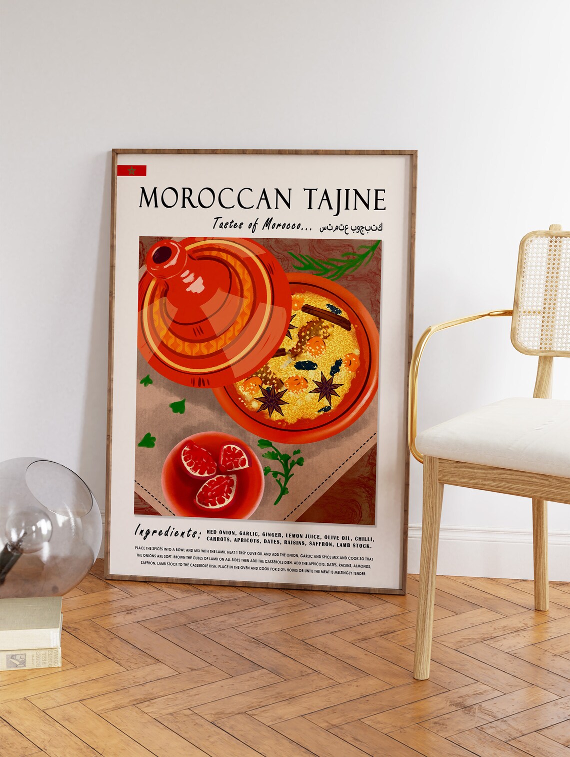 Moroccan Tajine Tastes Of Morocco Illustrated Food Poster With Recipe - Image 3