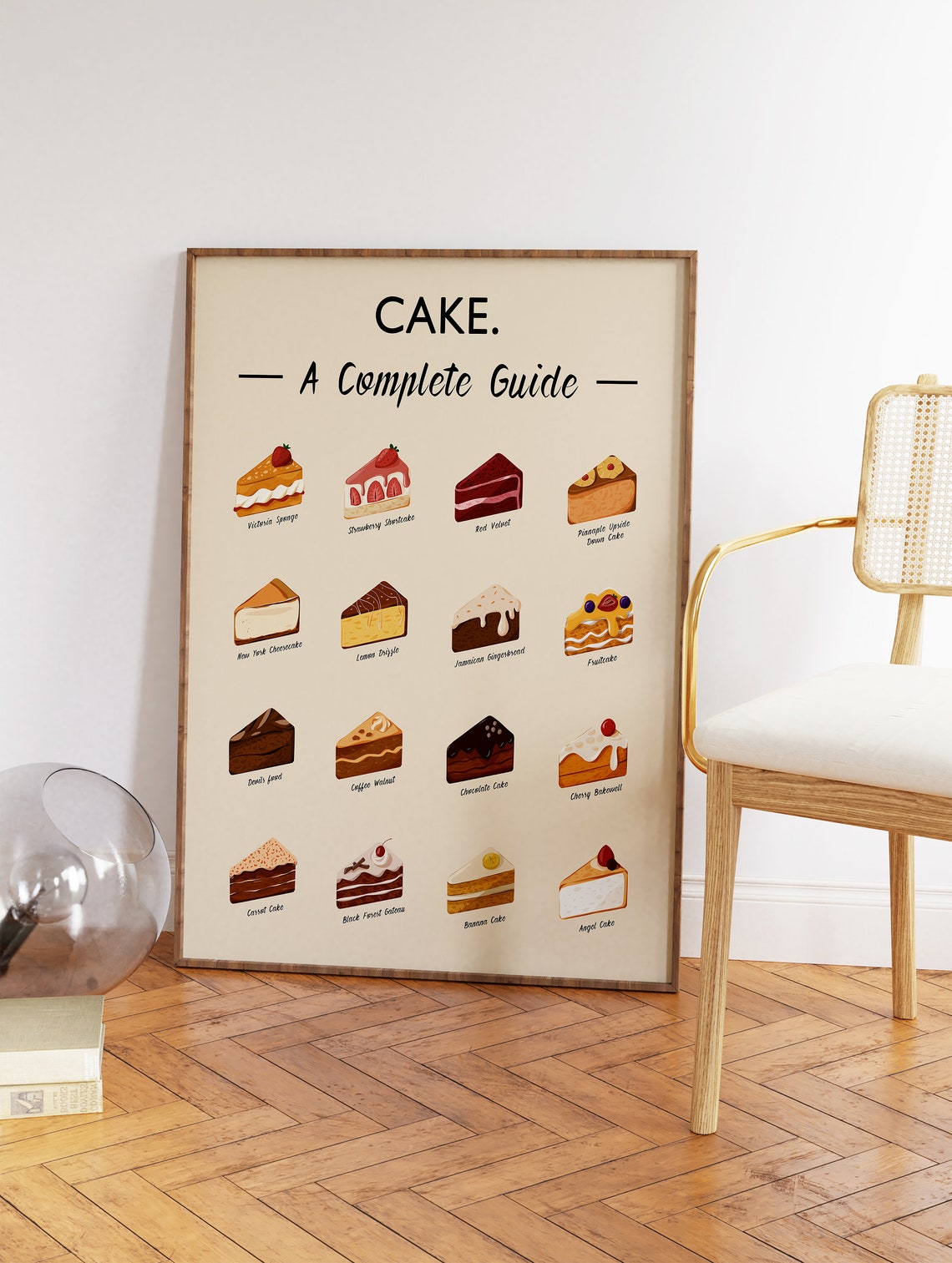 Cake A Complete Guide Illustrated Sixteen Desserts Kitchen Poster - Image 3