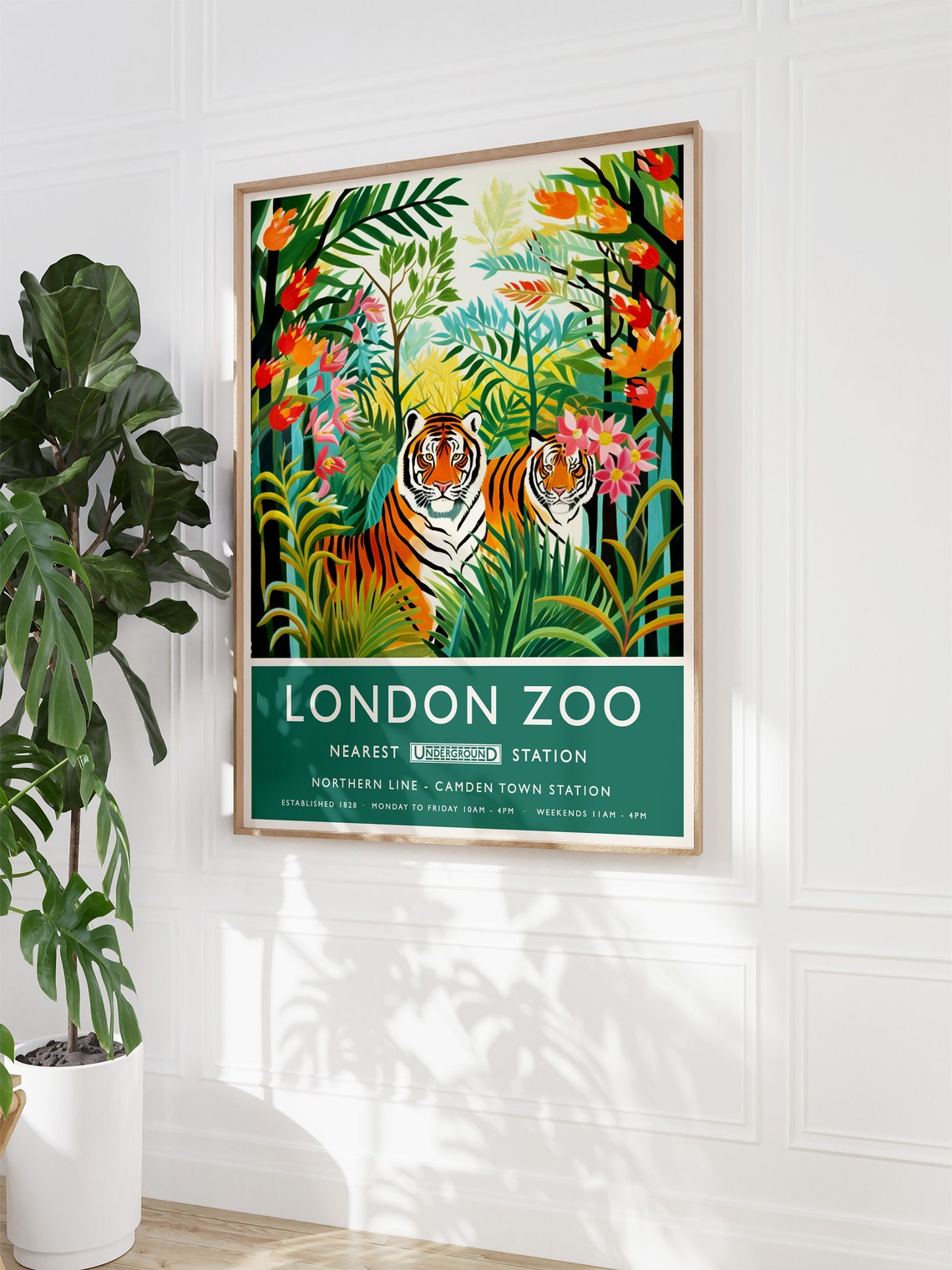London Zoo Tigers Jungle Rousseau Style Vintage Travel Poster - Image 3