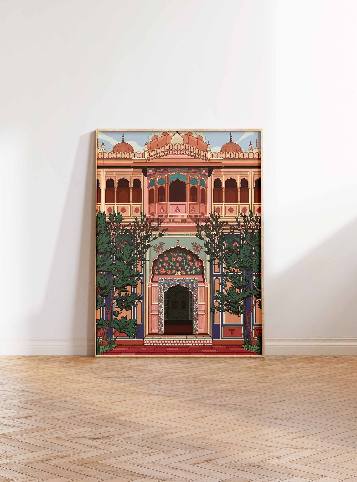 Sunset Orange Domed Indian Palace With Floral Doorway Poster - Image 2