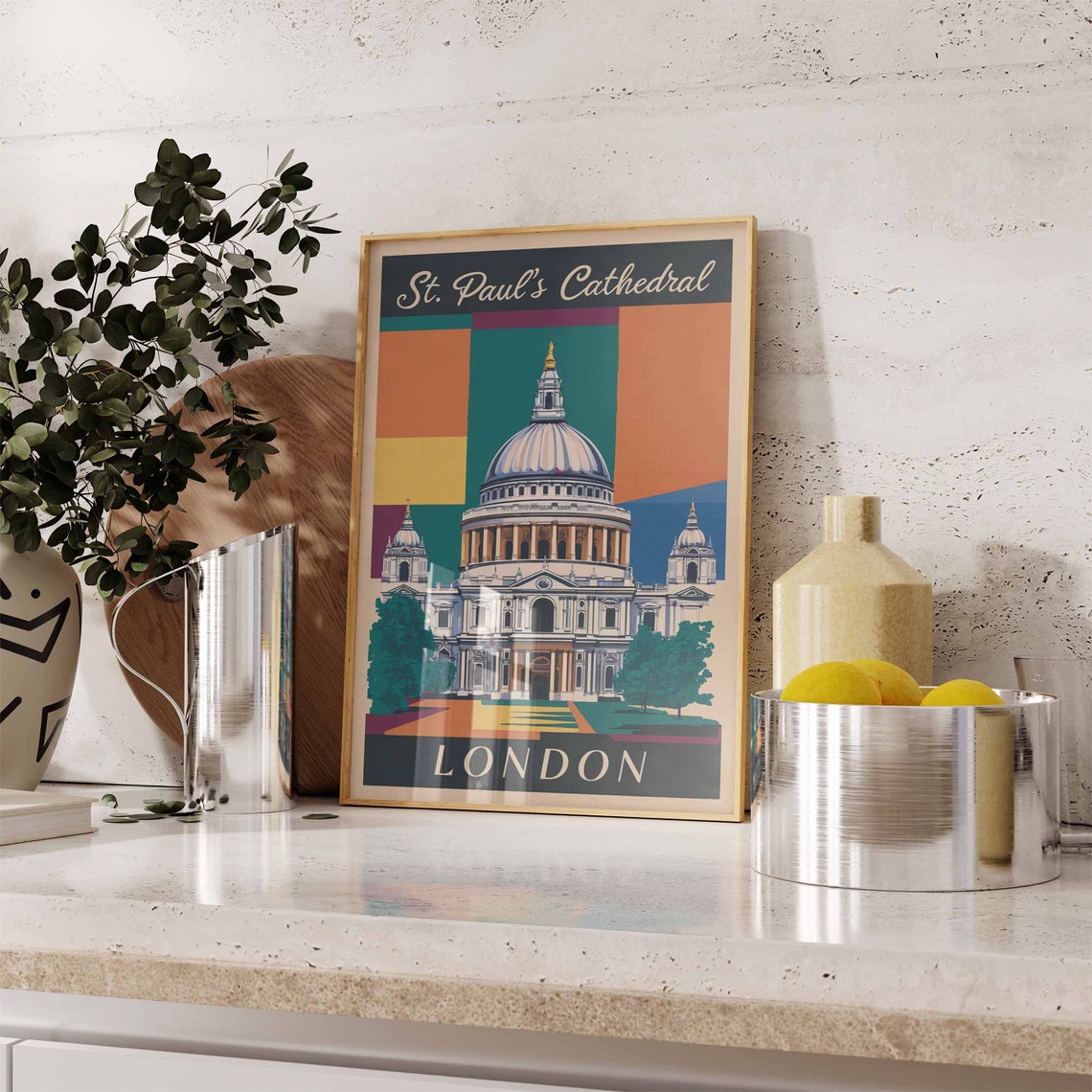 St Pauls Cathedral Poster London Print London Art London Poster London Travel Print William Morris Print Vintage Art Retro Travel Art - Image 2