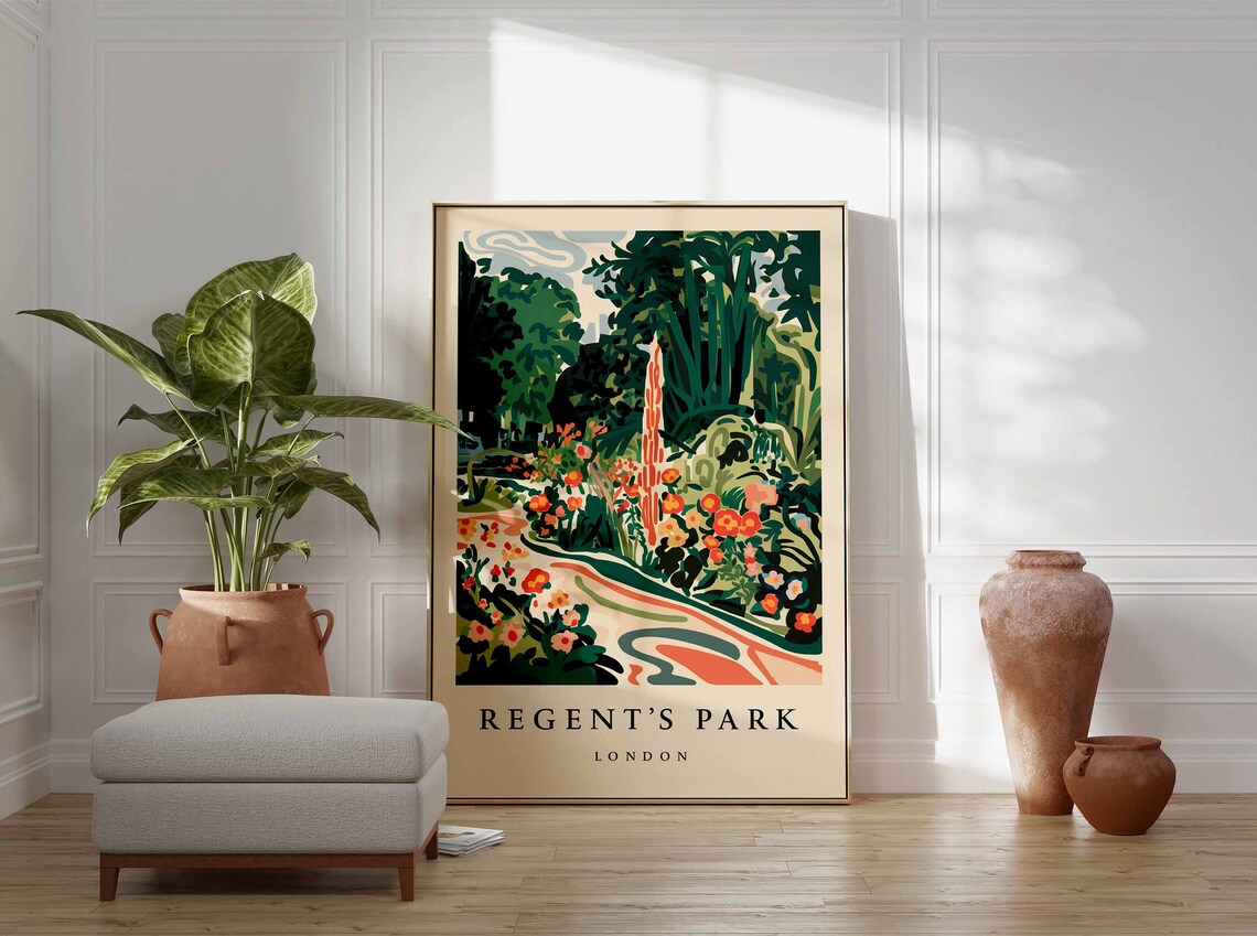 Regents Park London Botanical Garden Path Vintage Art Poster - Image 3