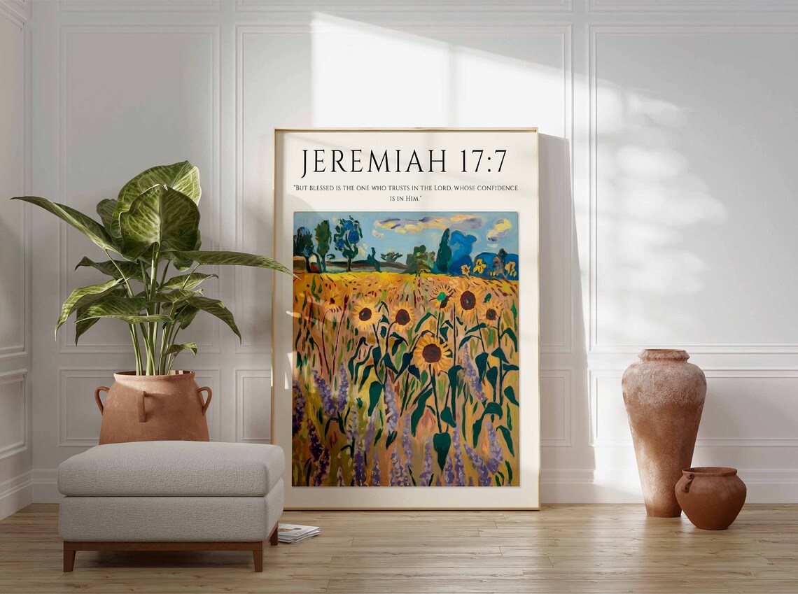 Bible Verse Poster, Monet-Inspired Floral Art Print - Image 2