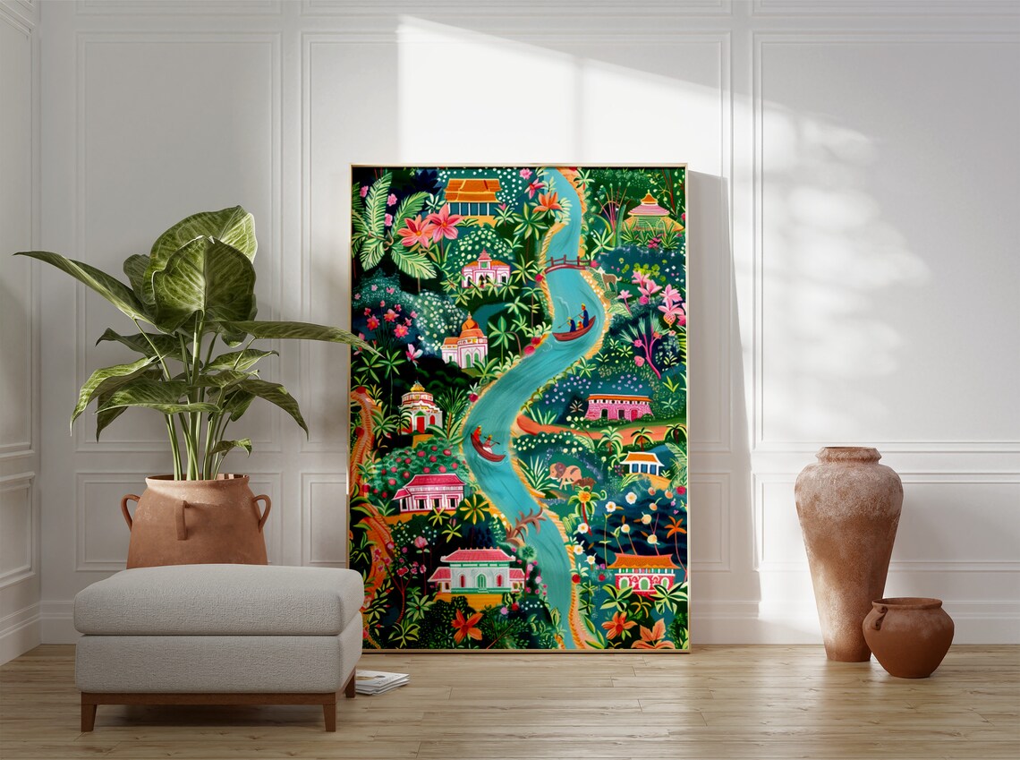 Indian Pichwai Floral Poster, Traditional Decor Art Print - Image 3