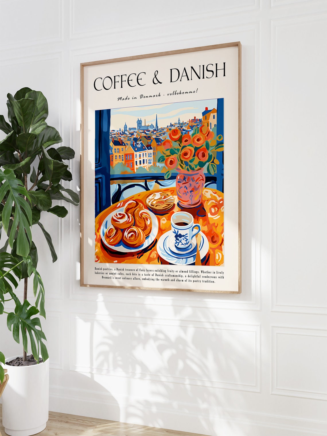 Coffee and Danish Copenhagen Window Cafe Table Art Decor Poster - Image 3