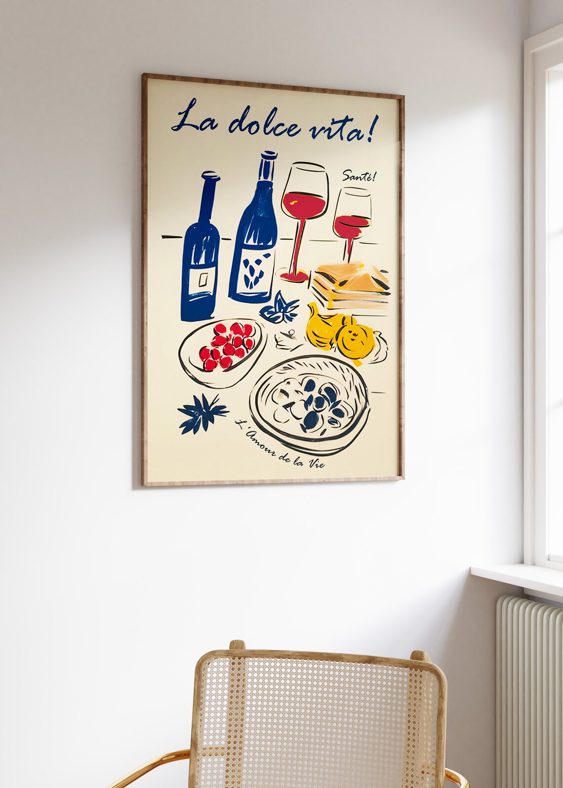 La Dolce Vita Wine Food Illustration French Italian Kitchen Poster - Image 3