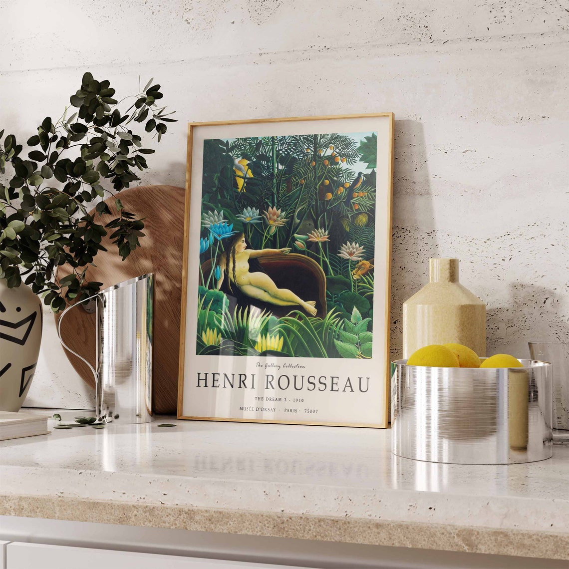 Henri Rousseau The Dream 2 1910 Jungle Flowers Lions Art Poster - Image 3