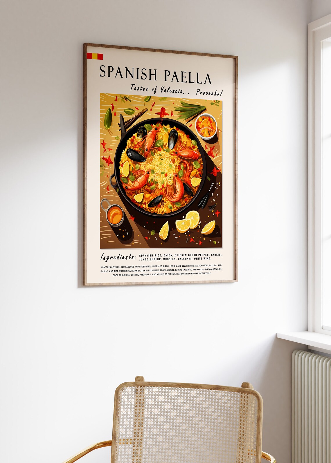 Spanish Paella Food Poster, Kitchen Art Print - Image 3