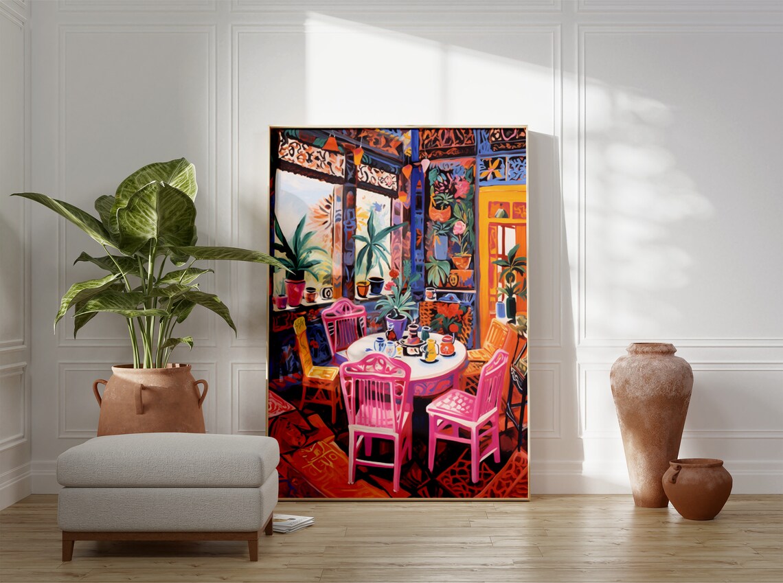 Indian Cafe Art Print, Traditional Folk Kitchen Decor - Image 3