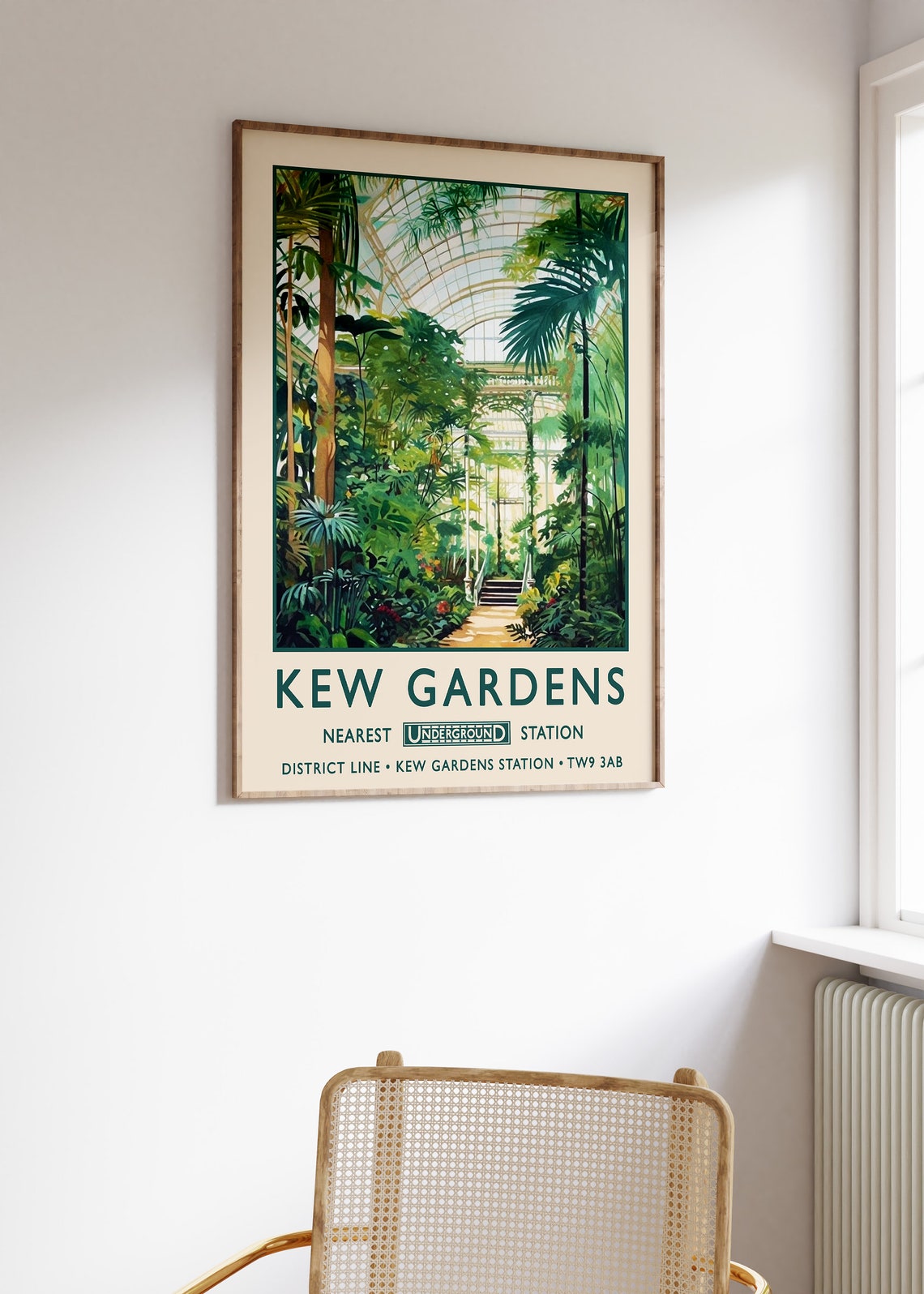 Kew Gardens London Palm House Underground District Travel Poster - Image 3