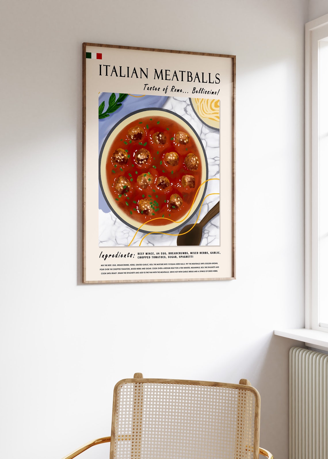 Italian Meatballs Food Poster Food Art Rome Print Kitchen Poster Recipe Poster Italy Food Art Retro Print Food Gift A1a2a3a4 - Image 2