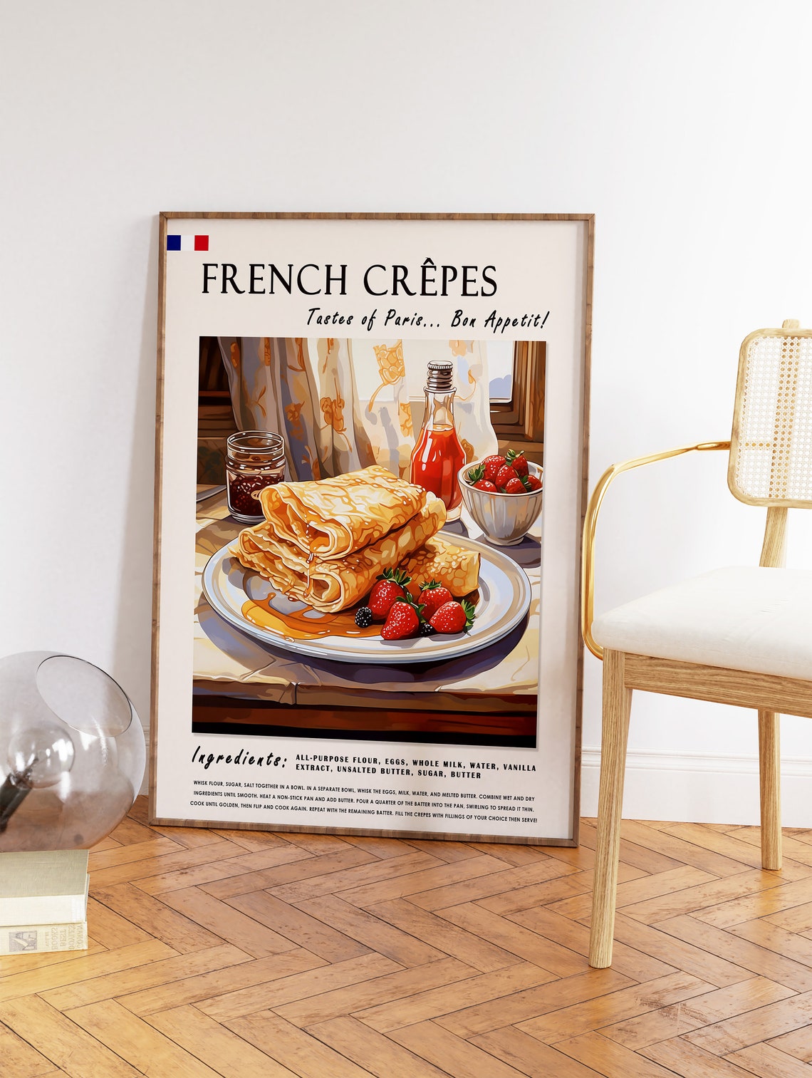 French Crepes Print Dessert Recipe Art Paris Kitchen Wall Decor - Image 2