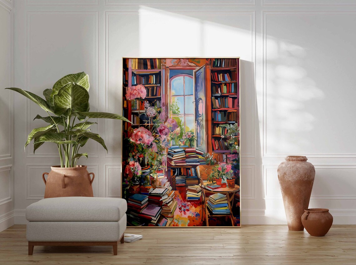 Vintage Library Poster, Book Lovers Reading Art Print - Image 3