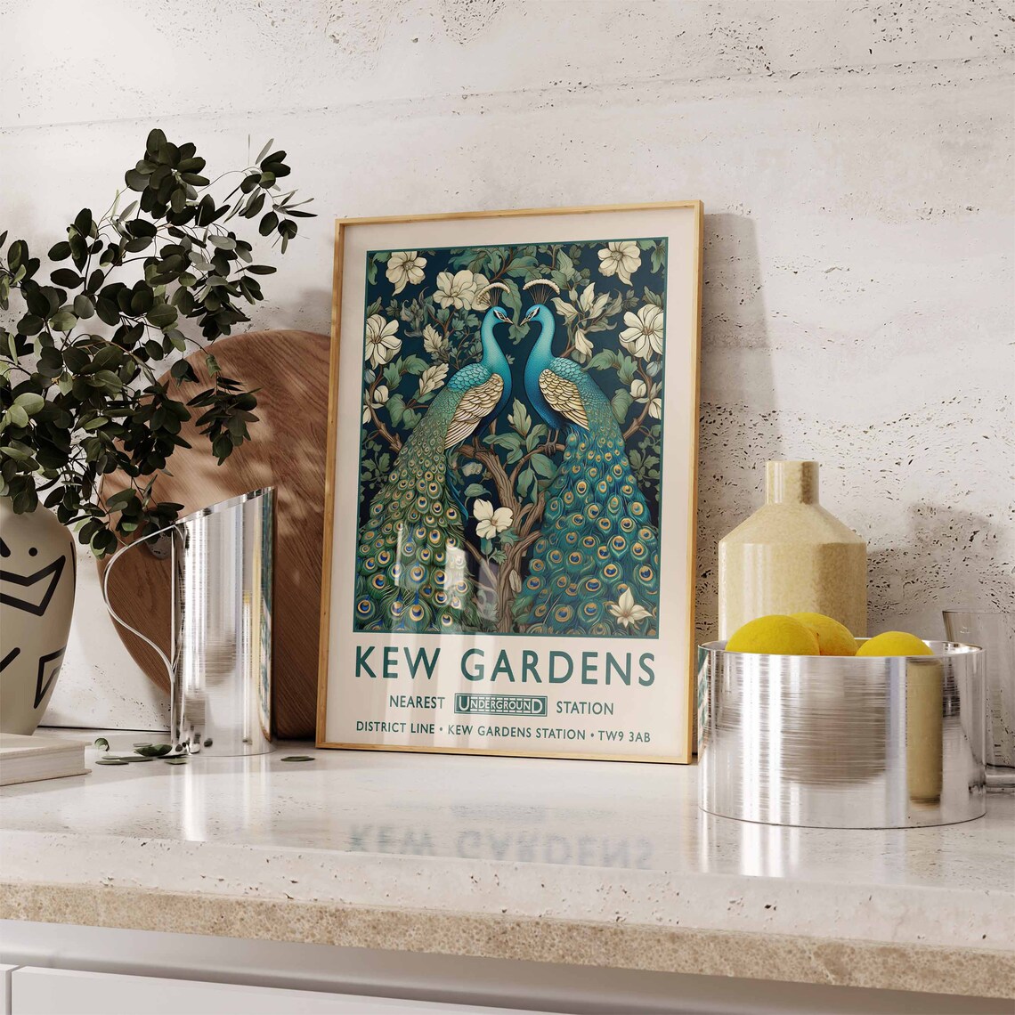 William Morris Peacock at Kew Gardens, Vintage Poster - Image 2