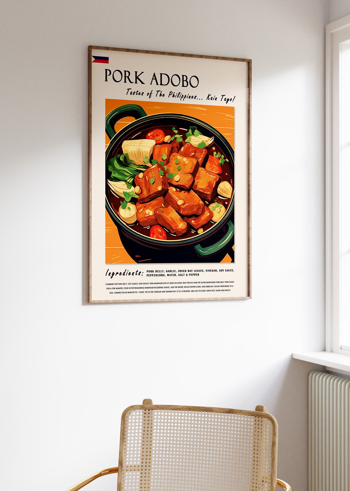 Pork Adobo Filipino Food Poster, Kitchen Art Print - Image 3