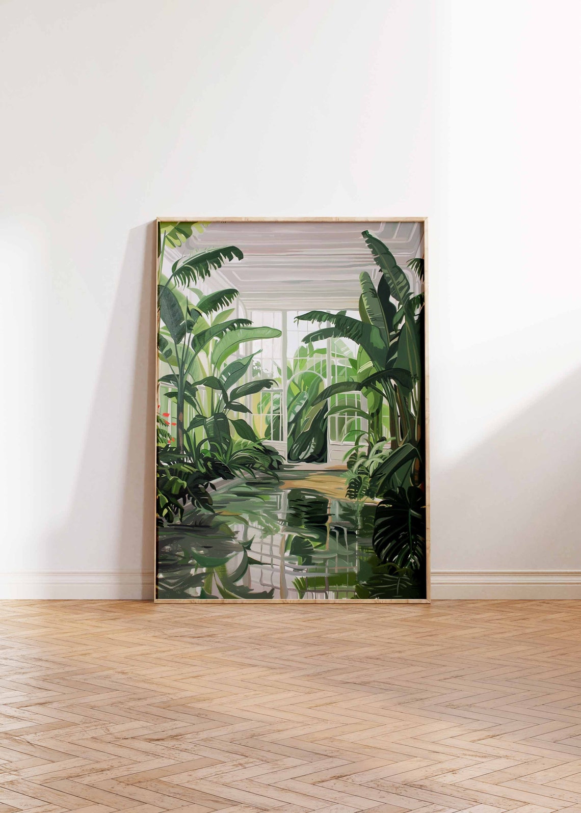 Tropical Greenhouse Interior Banana Leaves Conservatory Poster - Image 3