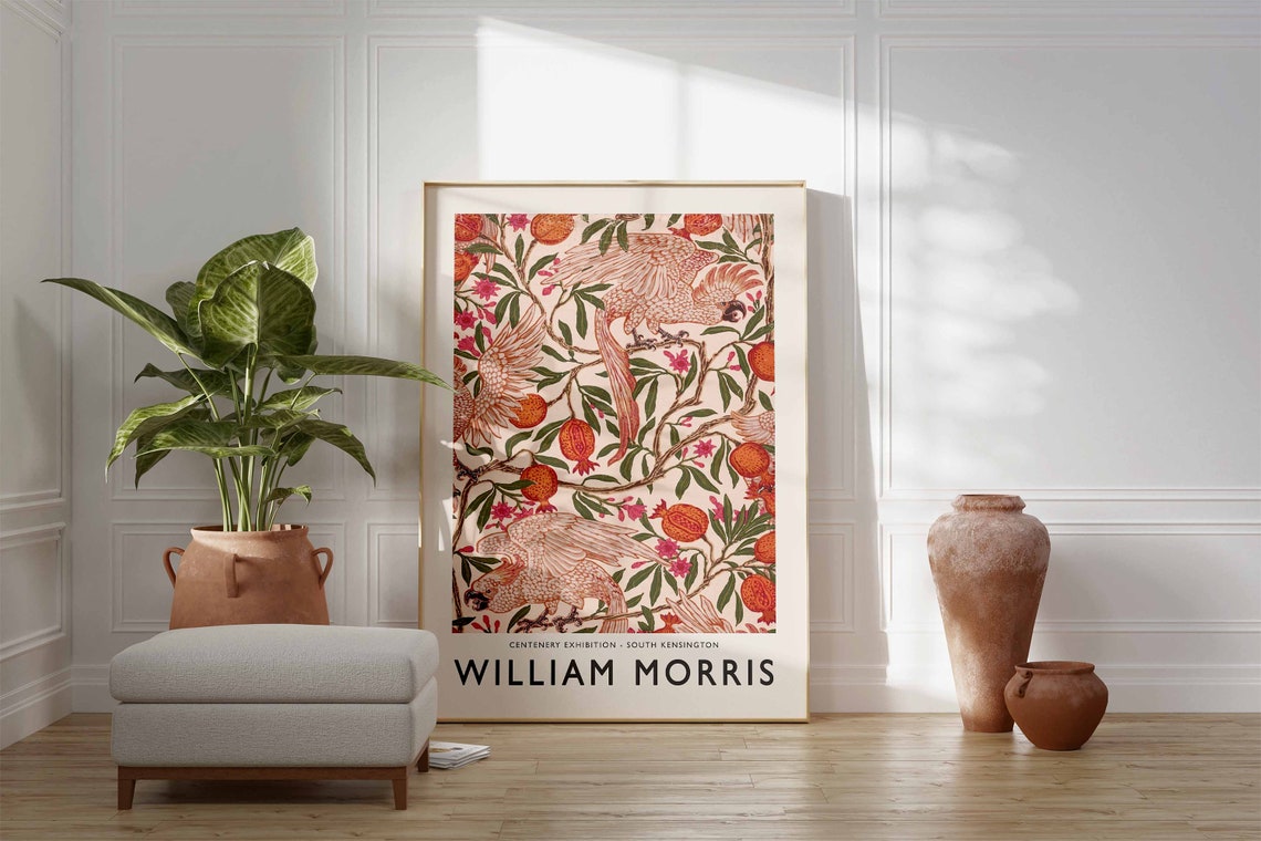 William Morris Centenary Exhibition Cockatoo Floral Art Poster - Image 2