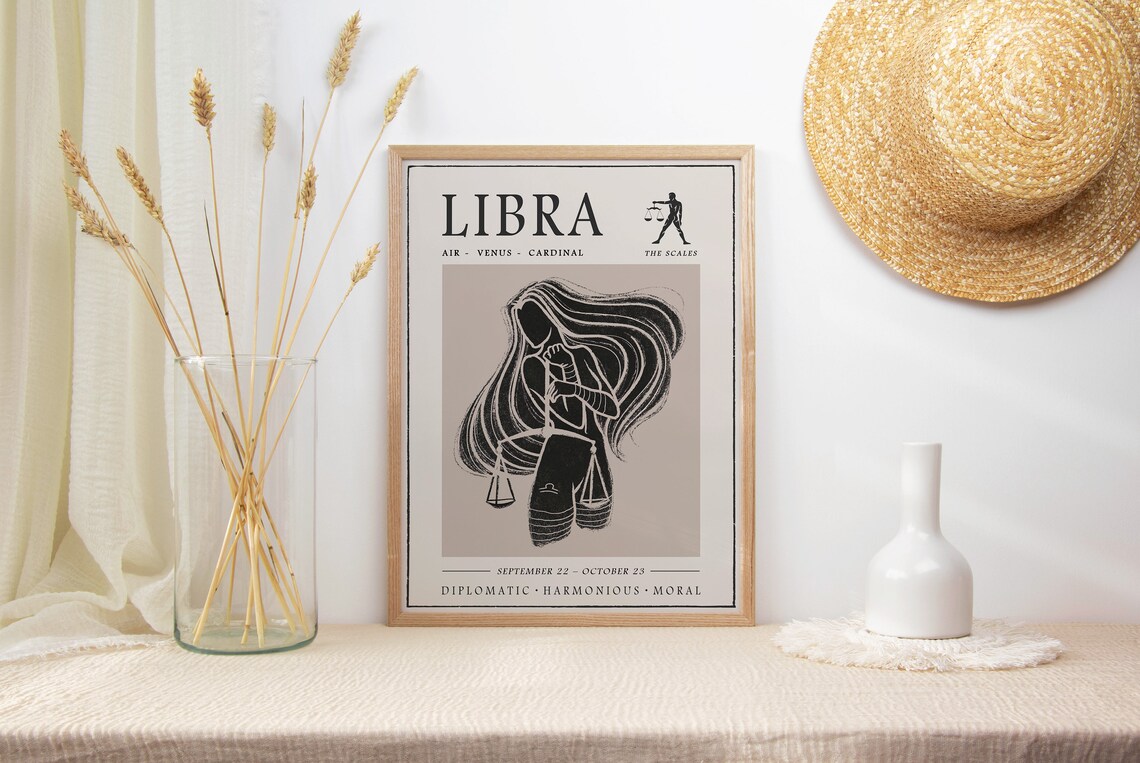 Libra Star Sign Poster, Boho Zodiac Art Print - Image 2