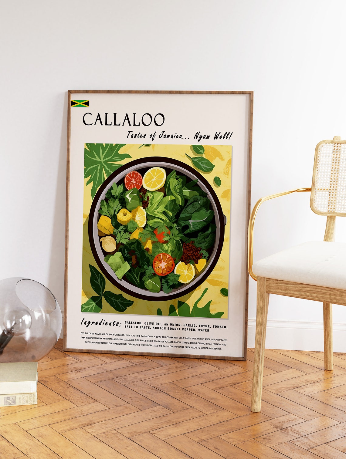 Callaloo Jamaican Food Poster Caribbean Food Print Jamaican Food Art Caribbean Food Poster Exotic Food Art Kitchen Decor - Image 2