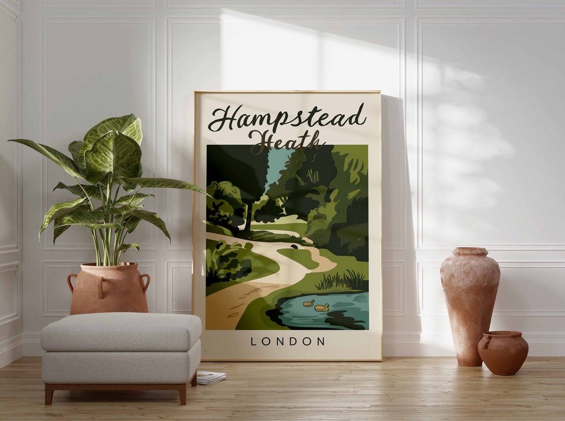 Hampstead Heath Duck Pond London Peaceful Woodland Path Poster - Image 3