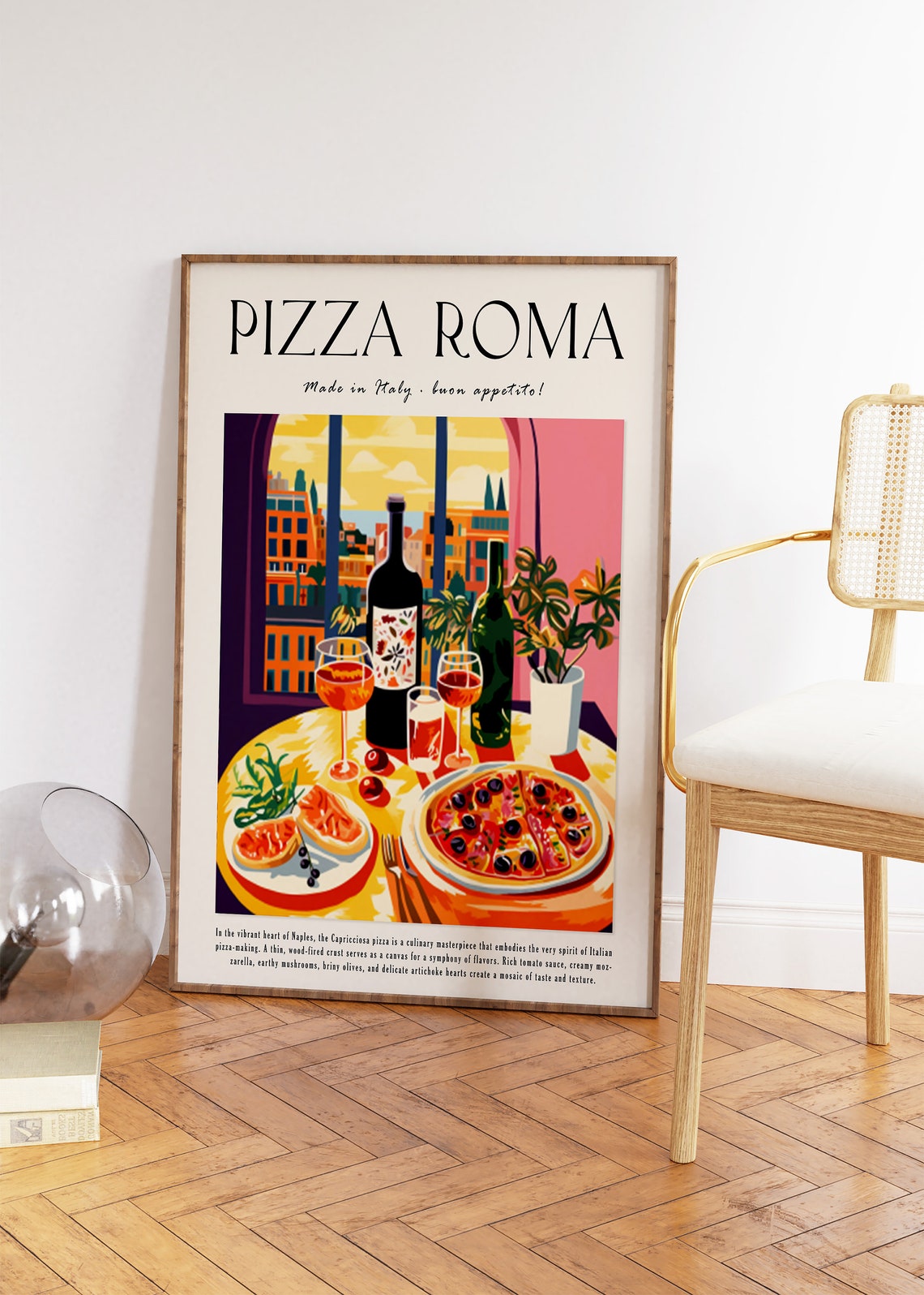 Pizza Roma Capricciosa Naples Italian Table Vintage Food Poster - Image 3