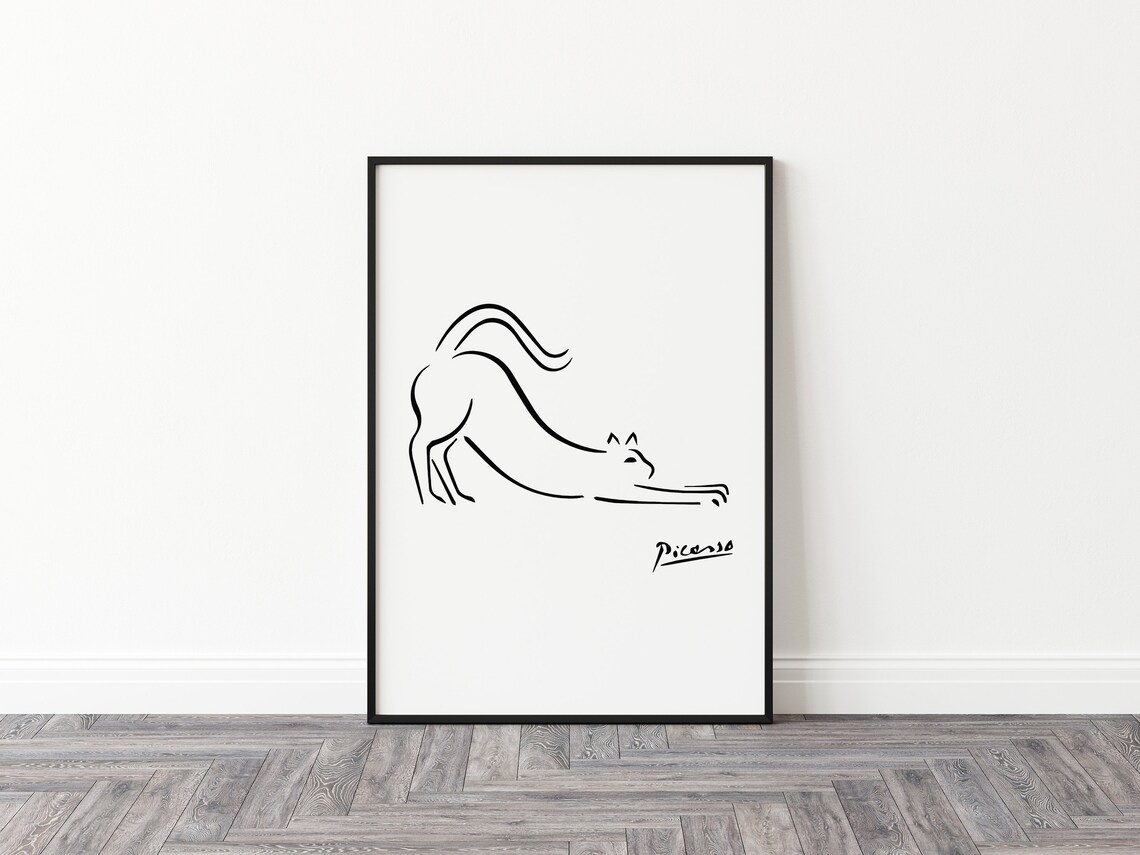Picasso Line Art Cat Minimalist Art Print - Image 2
