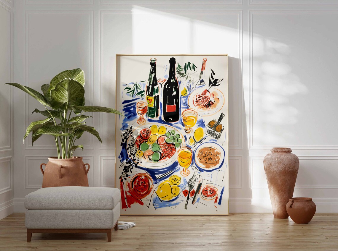 Dinner Party Food Retro Vintage Kitchen Art Print - Image 3
