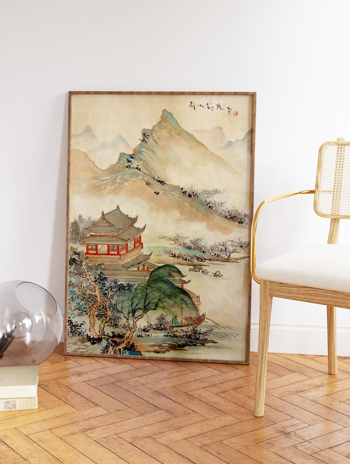 Chinese Vintage Art Print, Retro Oriental Landscape - Image 3