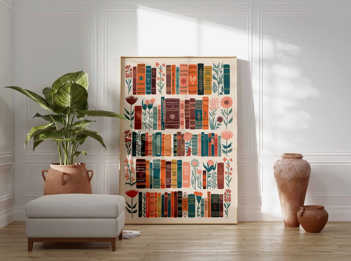 Vintage Library Reading Poster, Book Lovers Art Print - Image 3