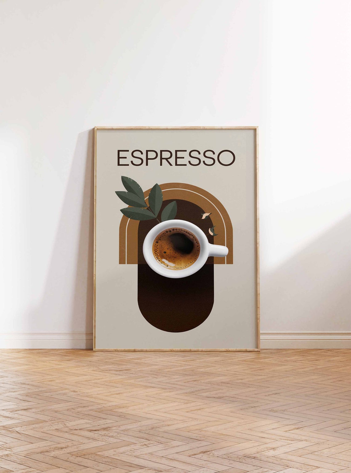 Espresso Minimalist Cup Arch Botanical Modern Coffee Wall Art - Image 2