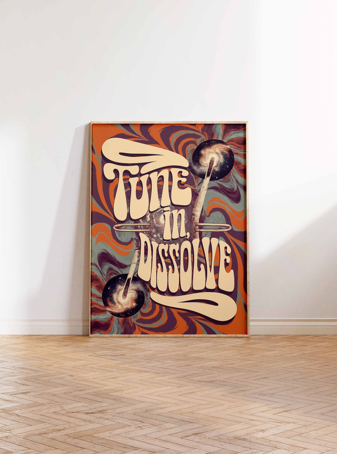 Tune In Dissolve Psychedelic 70s Galaxy Marble Swirl Retro Poster - Image 2
