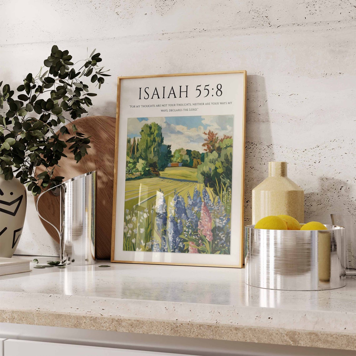Isaiah 55:8 Bible Verse Lupin Garden Impressionist Art Print - Image 3
