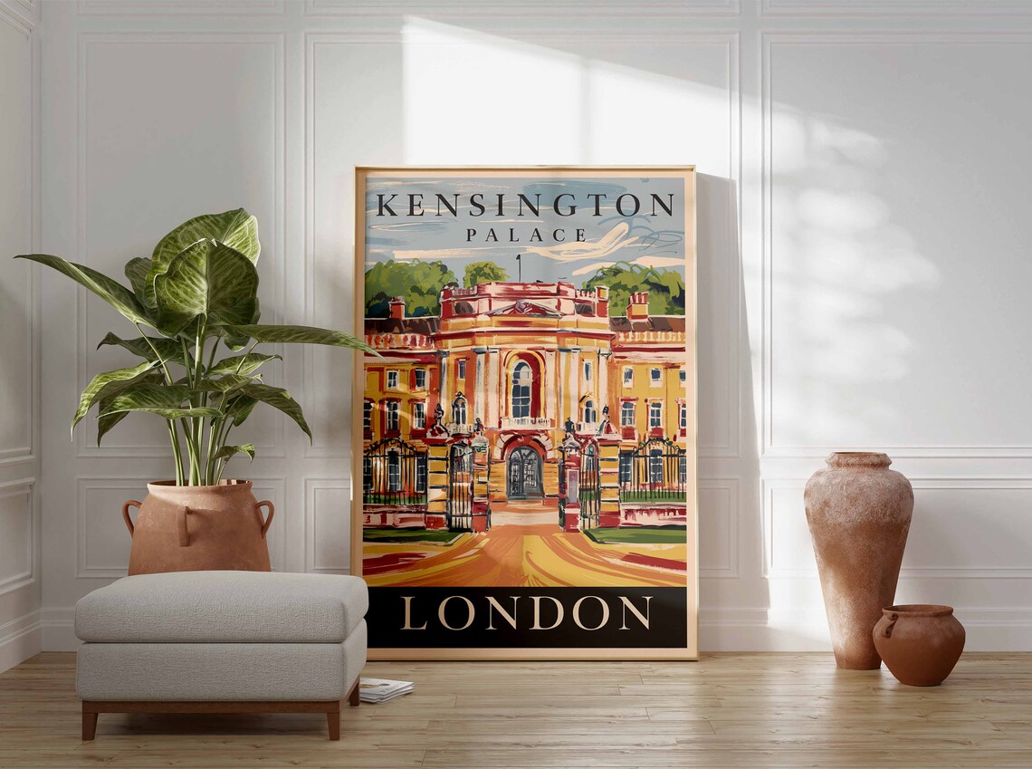 Kensington Palace London Gates Royal Facade Retro Travel Poster - Image 3