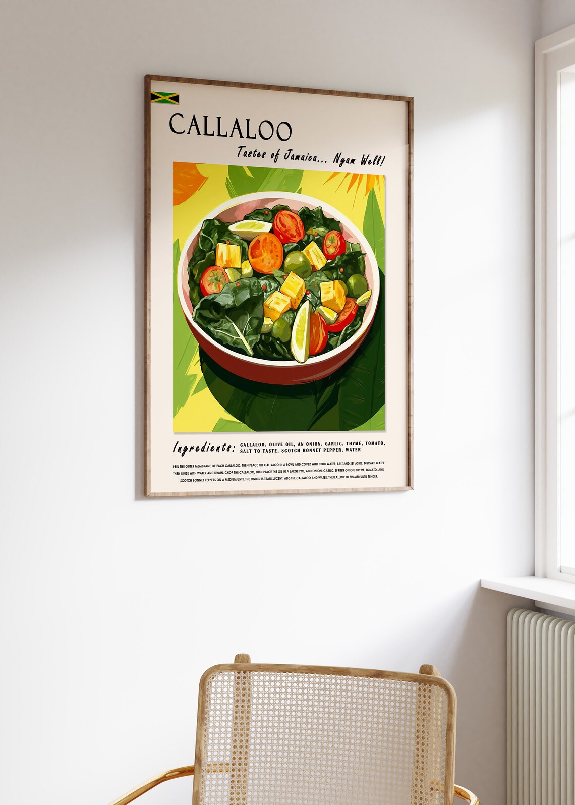Callaloo Jamaican Food Recipe Illustration Caribbean Kitchen Poster - Image 3