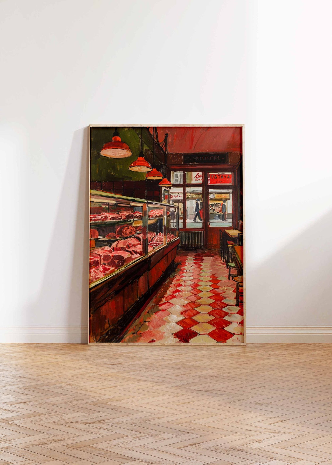 Vintage Butcher Shop Red Interior Meat Display Retro Art Print - Image 2