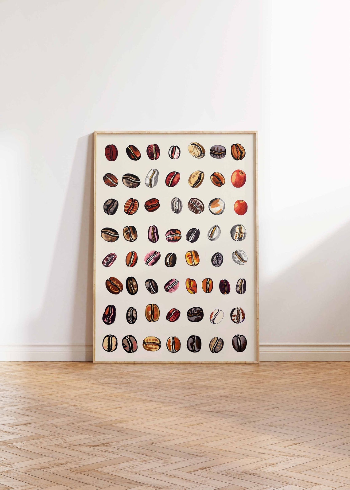Colorful Illustrated Coffee Beans Grid Coffee Lover Kitchen Poster Art - Image 2