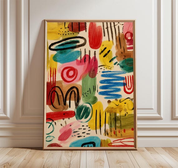 Abstract Brushstroke Poster Modern Colorful Wall Art Print Contemporary Minimalist Artwork Vibrant Expressionist Home Decor