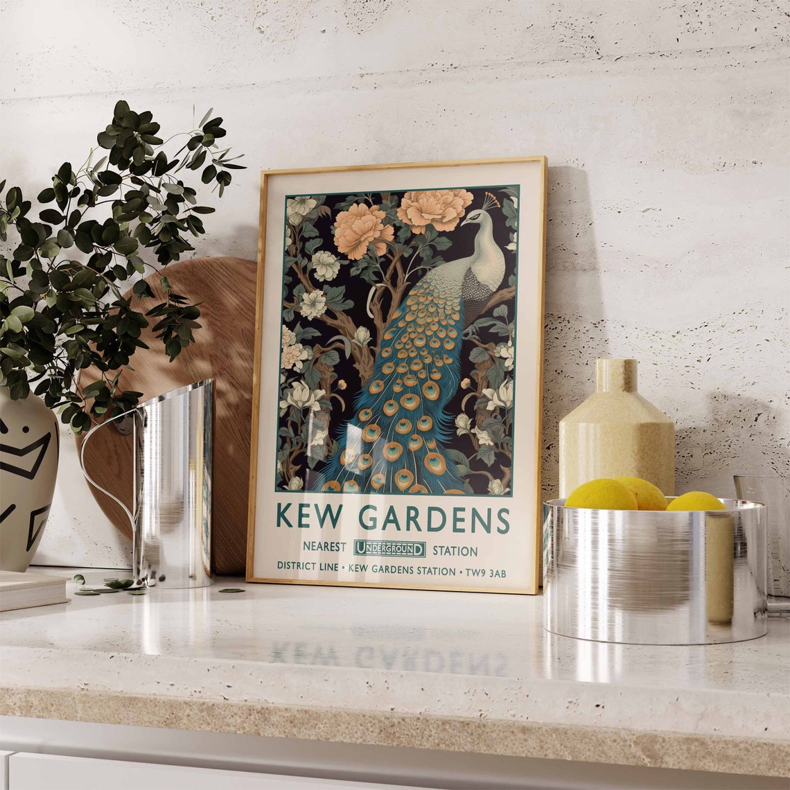 Kew Gardens London Single Peacock Blossoms Underground Station Poster - Image 2