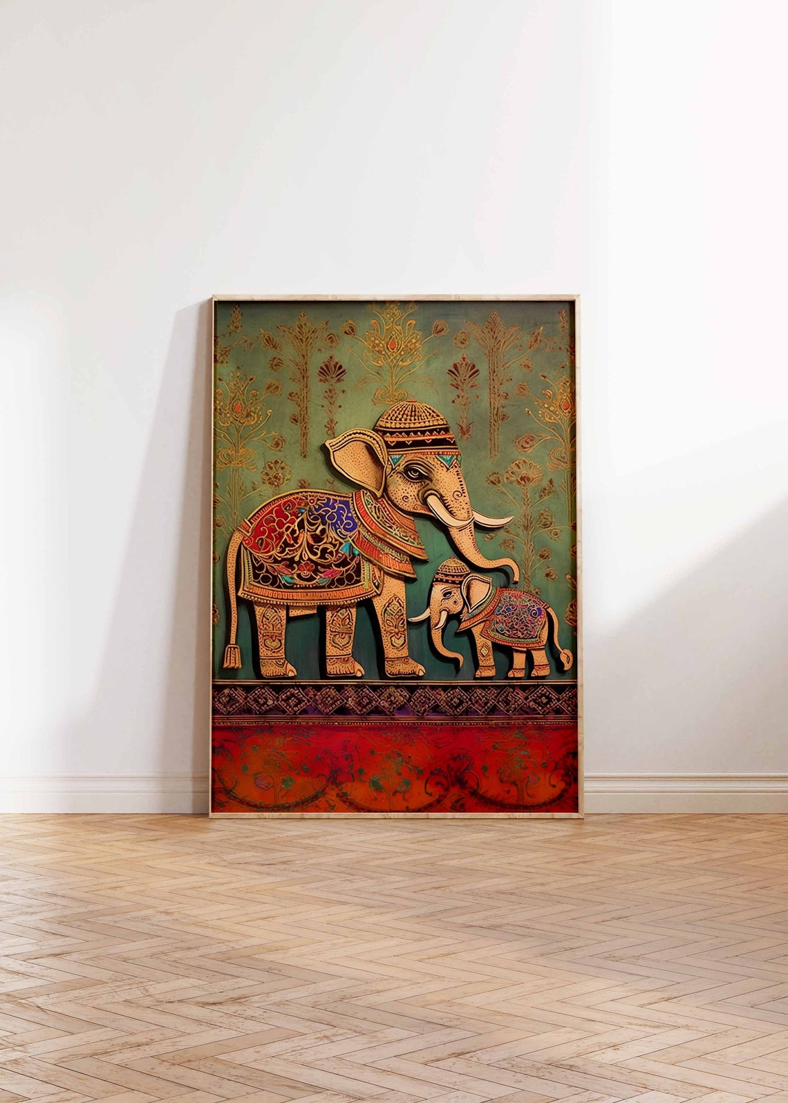 Indian Elephant Print Indian Floral Poster Floral Indian Wall Art Decor Pichwai Art Gift Idea Indian Decor Pattern Art A1a2a3a4 - Image 3