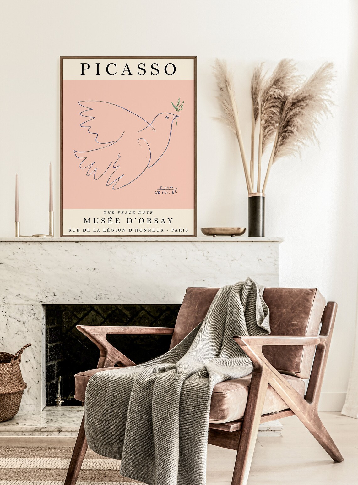 Picasso Pink Dove Vintage Minimalist Art Print - Image 2