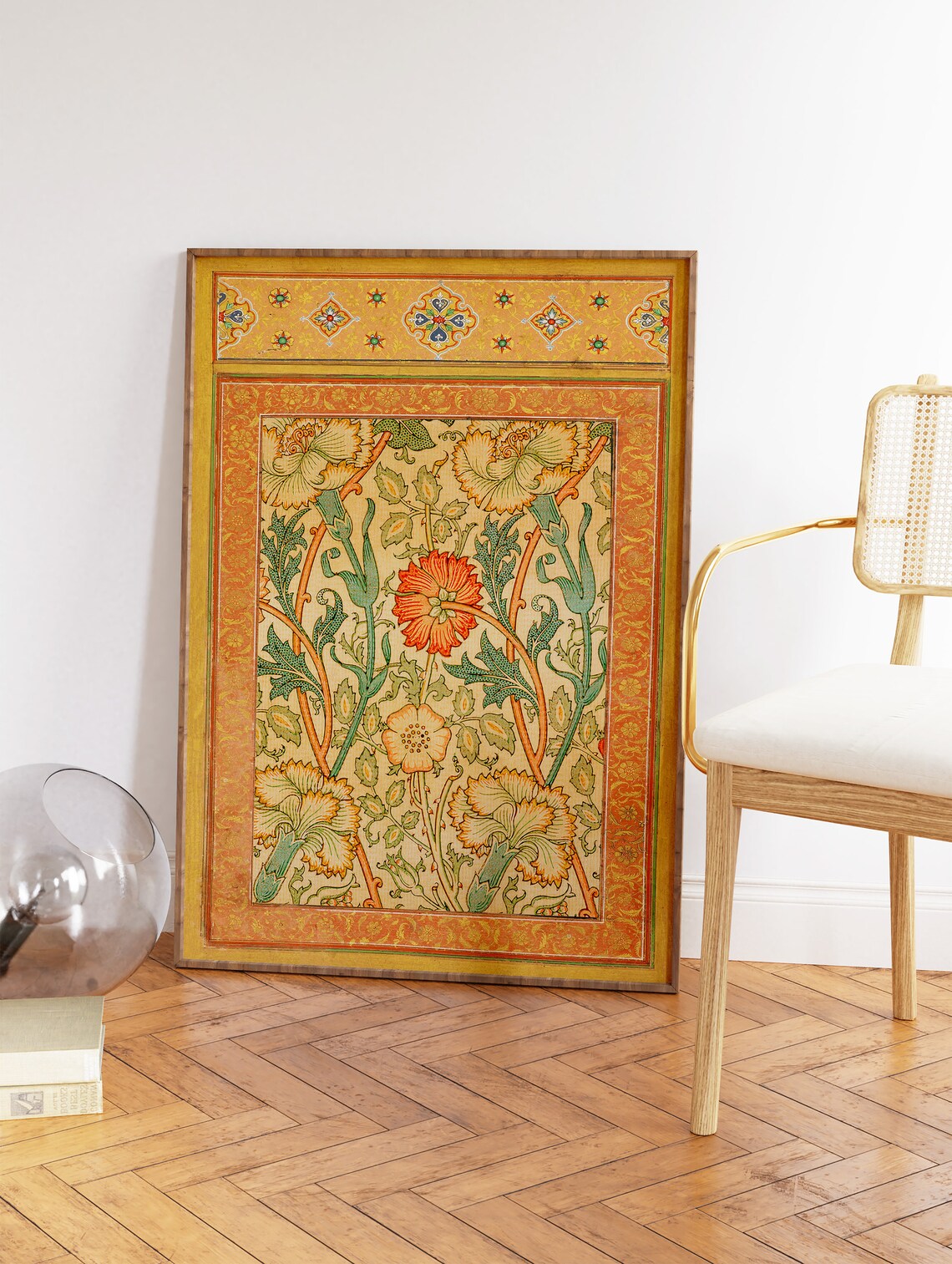 Indian Floral Birds Pichwai Vintage Art Print - Image 3