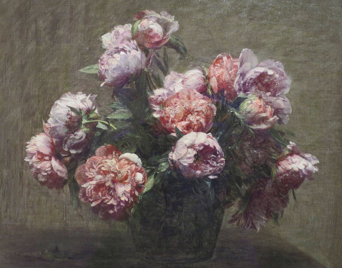 Vintage Peony Flower Painting, Farmhouse Art Print - Image 3
