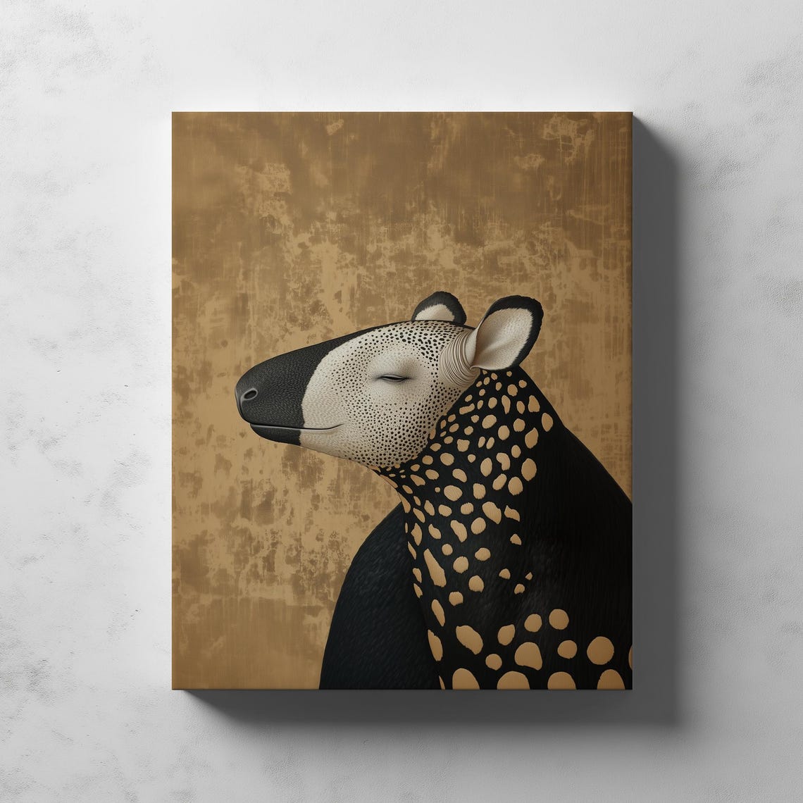Elegant Golden Spotted Tapir Portrait Exotic Wild Animal Art Poster - Image 2