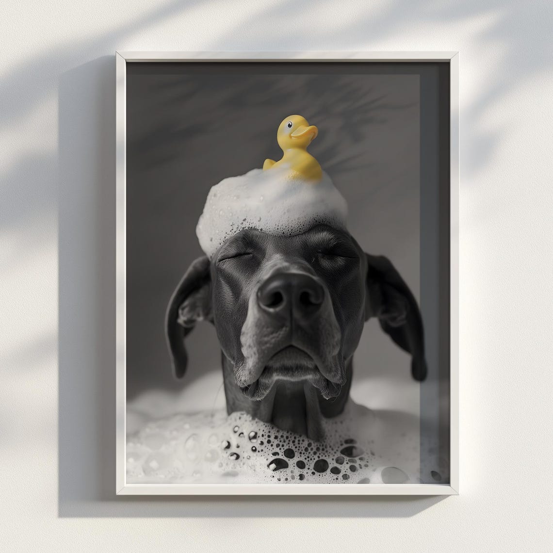 Bubbly Great Dane Dog Bubble Bath Poster Cute Art Funny Bathroom Print Wall
