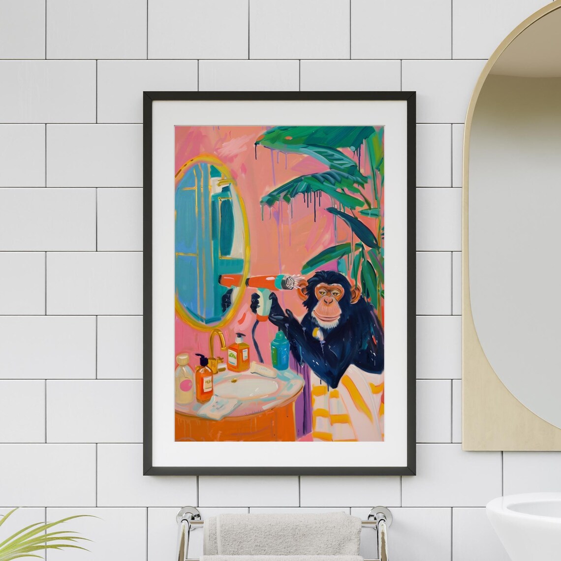 Funny Monkey Bathroom Wall Art Print, Whimsical Jungle - Image 3